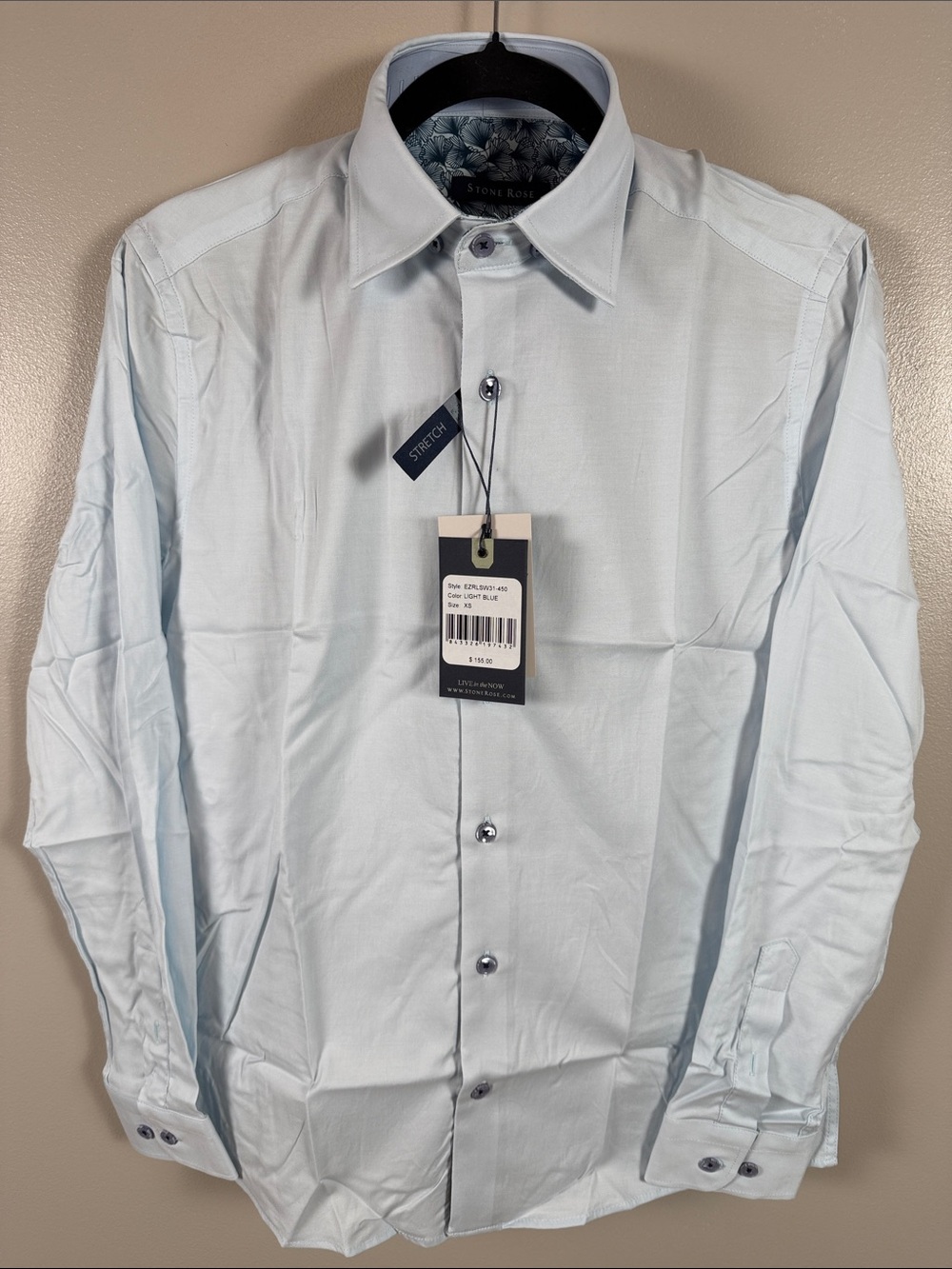Stone Rose Men's Pale Blue Stretch Button-Down Shirt